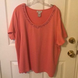 Peach colored top. Plus size.